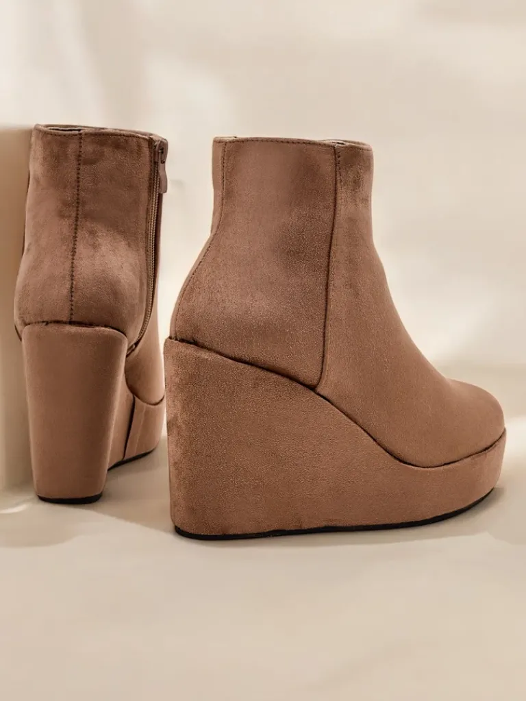 Clearance Botki damskie na koturnie Sieffa Botki Z Delikatnym Ociepleniem|Botki Na Koturnie