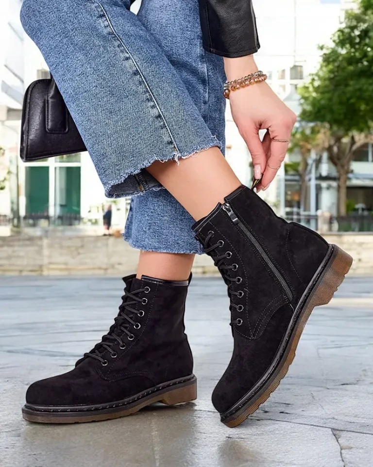 Botki damskie sznurowane Rullo Workery|Botki Bez Ocieplenia