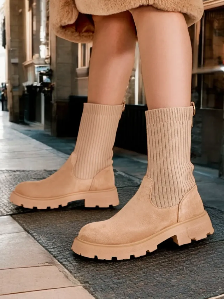 Online Botki damskie wsuwane Derette Botki Bez Ocieplenia|Botki Na Płaskim Obcasie