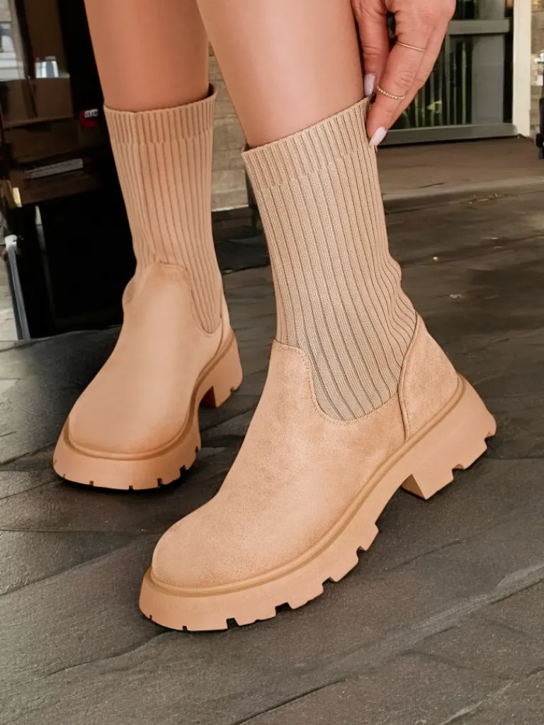 Online Botki damskie wsuwane Derette Botki Bez Ocieplenia|Botki Na Płaskim Obcasie