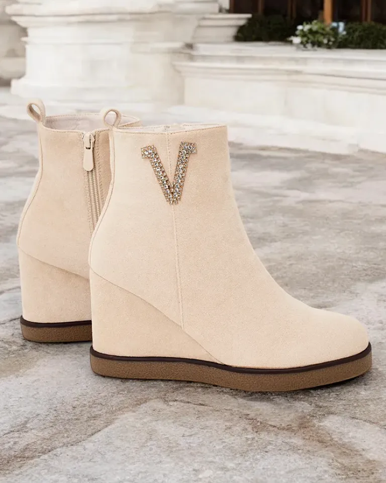 Best Botki damskie na koturnie Nerias Botki Z Delikatnym Ociepleniem|Botki Na Koturnie