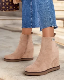 Outlet Botki damskie na koturnie Serda Botki Z Delikatnym Ociepleniem|Botki Na Koturnie