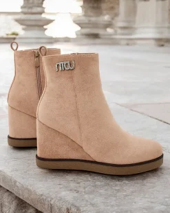 Outlet Botki damskie na koturnie Serda Botki Z Delikatnym Ociepleniem|Botki Na Koturnie