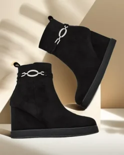 Best Botki damskie na koturnie Nerri Botki Z Delikatnym Ociepleniem|Botki Na Koturnie