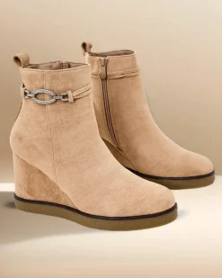 Botki damskie na koturnie Nerri Botki Z Delikatnym Ociepleniem|Botki Na Koturnie