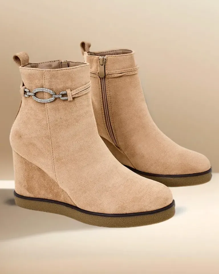 Botki damskie na koturnie Nerri Botki Z Delikatnym Ociepleniem|Botki Na Koturnie