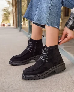 Best Botki damskie sznurowane Rullose Botki Z Delikatnym Ociepleniem|Botki Sznurowane