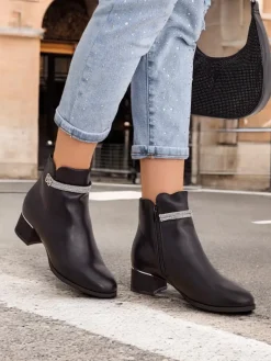 Best Botki damskie Etitto Botki Z Delikatnym Ociepleniem|Botki Na Słupku