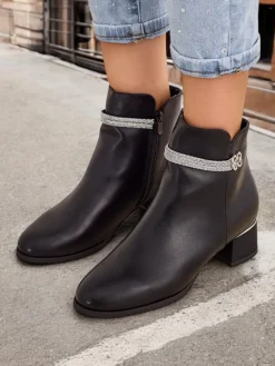 Best Botki damskie Etitto Botki Z Delikatnym Ociepleniem|Botki Na Słupku