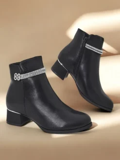 Best Botki damskie Etitto Botki Z Delikatnym Ociepleniem|Botki Na Słupku