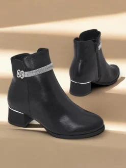 Best Botki damskie Etitto Botki Z Delikatnym Ociepleniem|Botki Na Słupku