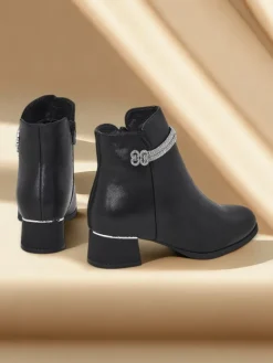 Best Botki damskie Etitto Botki Z Delikatnym Ociepleniem|Botki Na Słupku