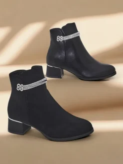 Best Botki damskie Etitto Botki Z Delikatnym Ociepleniem|Botki Na Słupku