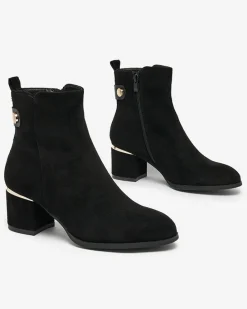 Clearance Botki damskie na niskim słupku w kolorze m Dogdas Botki Z Delikatnym Ociepleniem|Botki Na Słupku