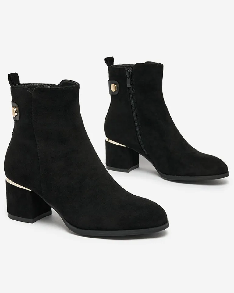 Clearance Botki damskie na niskim słupku w kolorze m Dogdas Botki Z Delikatnym Ociepleniem|Botki Na Słupku