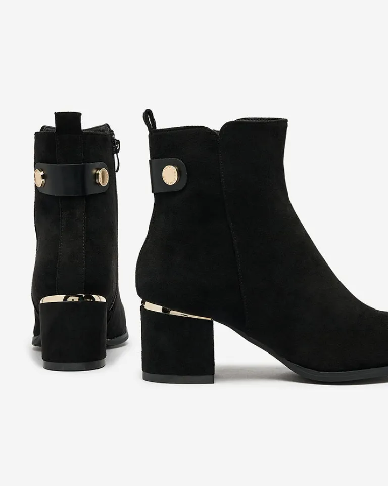 Clearance Botki damskie na niskim słupku w kolorze m Dogdas Botki Z Delikatnym Ociepleniem|Botki Na Słupku