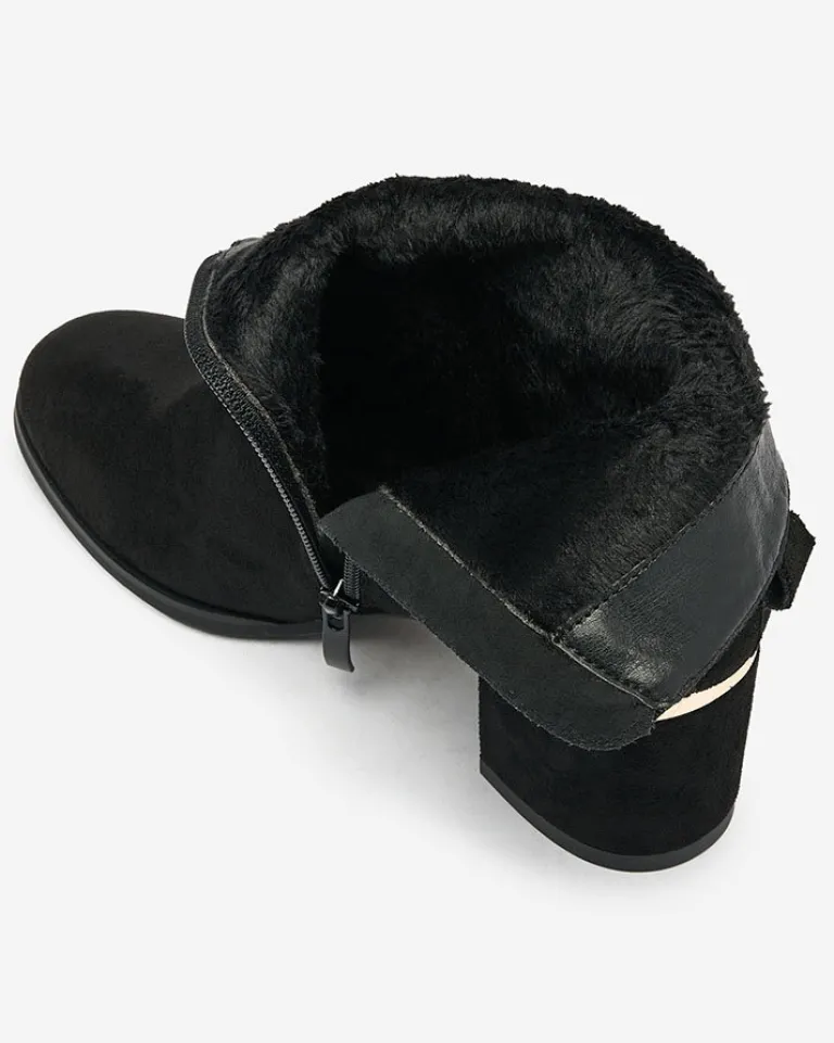 Clearance Botki damskie na niskim słupku w kolorze m Dogdas Botki Z Delikatnym Ociepleniem|Botki Na Słupku