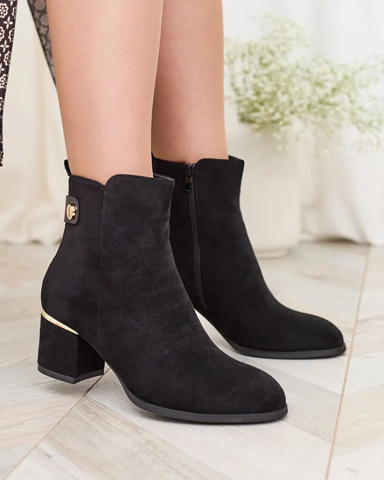 Clearance Botki damskie na niskim słupku w kolorze m Dogdas Botki Z Delikatnym Ociepleniem|Botki Na Słupku