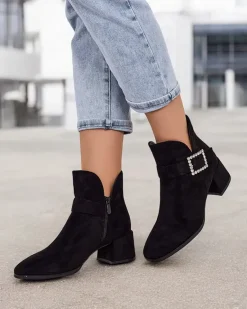 Best Botki damskie na niskim słupku Vetti Botki Z Delikatnym Ociepleniem|Botki Na Słupku