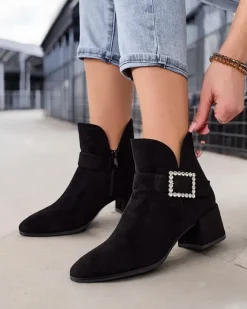 Best Botki damskie na niskim słupku Vetti Botki Z Delikatnym Ociepleniem|Botki Na Słupku