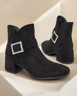 Best Botki damskie na niskim słupku Vetti Botki Z Delikatnym Ociepleniem|Botki Na Słupku