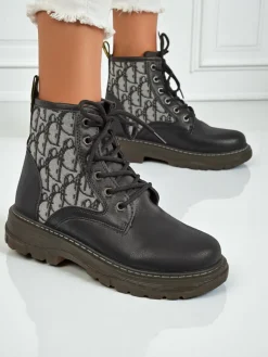 Discount Botki damskie z printem Efrioz Botki Bez Ocieplenia|Botki Na Płaskim Obcasie