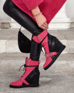 New botki na koturnie damskie Ronii Botki Bez Ocieplenia|Botki Na Koturnie