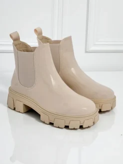 Discount Botki na masywnej podeszwie z eko skóry lakierowanej Calista Weide Botki Bez Ocieplenia|Botki Na Słupku