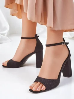 Clearance Brokatowe damskie sandały Roka Sandały Na Słupku