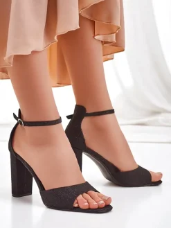 Clearance Brokatowe damskie sandały Roka Sandały Na Słupku