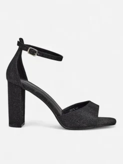 Clearance Brokatowe damskie sandały Roka Sandały Na Słupku