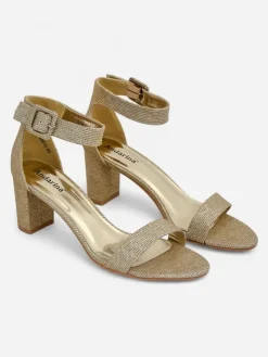 Brokatowe damskie sandały Montrea Sandały Na Słupku