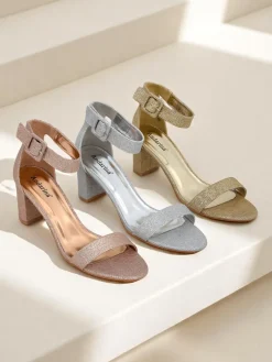 Brokatowe damskie sandały Montrea Sandały Na Słupku