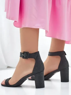 Discount Brokatowe damskie sandały Montrea Sandały Na Słupku