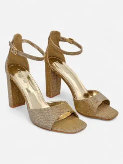 New Brokatowe damskie sandały Roka Sandały Na Słupku