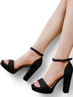 Online Brokatowe damskie sandały Vobetta Sandały Na Słupku