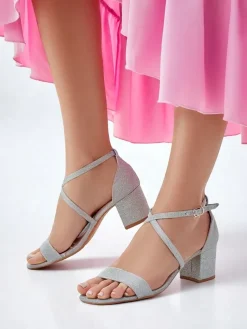 Brokatowe damskie sandały Rokates Sandały Na Słupku