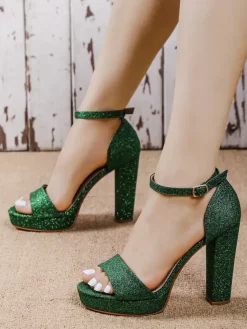 Best Brokatowe damskie sandały Vobetta Sandały Na Słupku