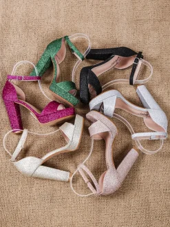 New Brokatowe damskie sandały Vobetta Sandały Na Słupku