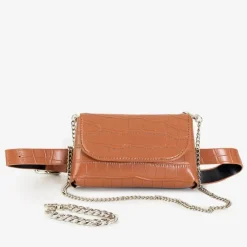 Online Brązowa torebka typu nerka a'la skóra węża Damskie Nerki I Saszetki|Wieczorowe