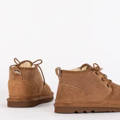 Clearance Brązowe dziecięce krótkie sznurowane buty a'la śniegowce Tibilis Chłopięce|Dziewczęce