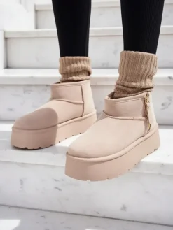 Sale Buty a'la śniegowce damskie na platformie Delgadi Śniegowce|Botki Z Delikatnym Ociepleniem