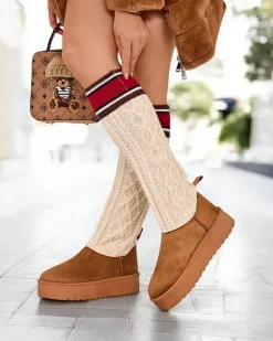 Buty a'la śniegowce damskie z cholewką a'la skarpeta Kokumi Śniegowce|Botki Na Platformie