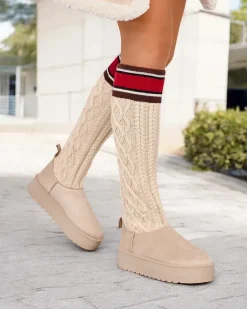 Best Buty a'la śniegowce damskie z cholewką a'la skarpeta Kokumi Śniegowce|Botki Na Platformie