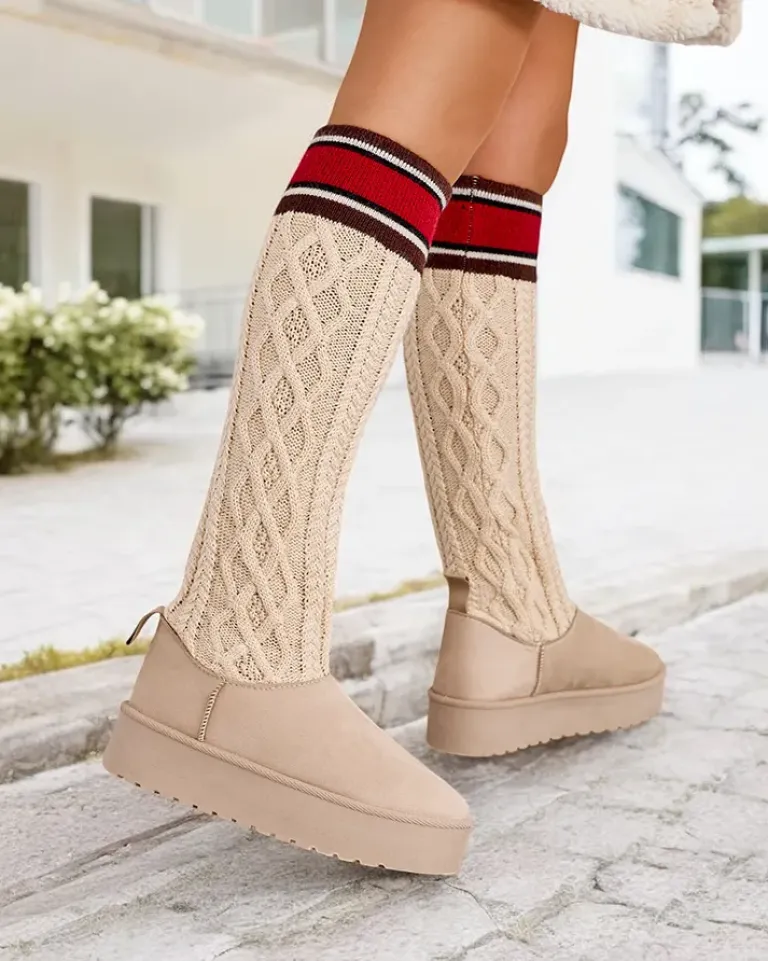 Best Buty a'la śniegowce damskie z cholewką a'la skarpeta Kokumi Śniegowce|Botki Na Platformie