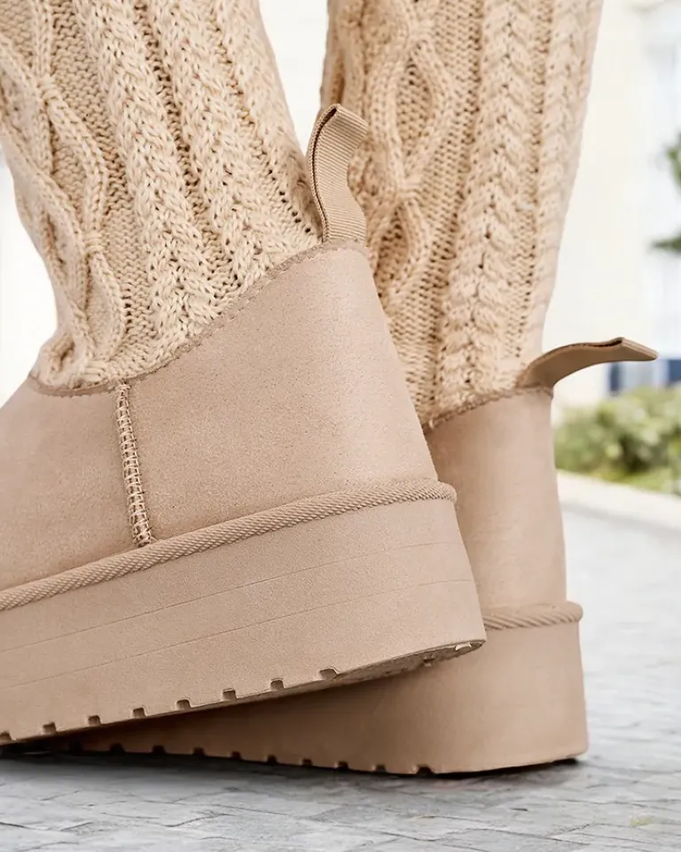 Best Buty a'la śniegowce damskie z cholewką a'la skarpeta Kokumi Śniegowce|Botki Na Platformie