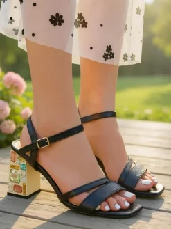 Clearance Błyszczące damskie sandały Crystal Charm Buty Na Wielkie Wyjście|Sandały Na Słupku