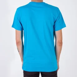 New Ciemnoniebieska bawełniana koszulka męska z printem Bluzki