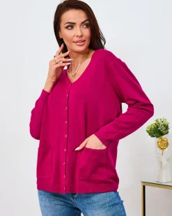 Best damski sweter typu kardigan z kieszeniami Swetry