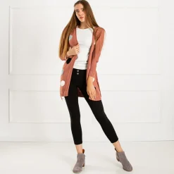 Best damski wiązany kardigan z kolorowymi kółkami Swetry